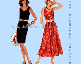 Simplicity 9022 Womens Scoop Neck Dress w Slim or Full Skirt size 8 10 12 14 16 18 Vintage Petite to Plus Size Sewing Pattern Uncut FF