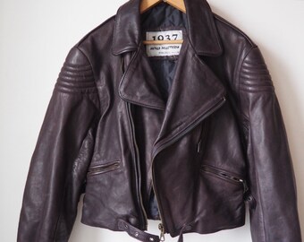 Vintage brown leather motorcycle/biker jacket - 90's