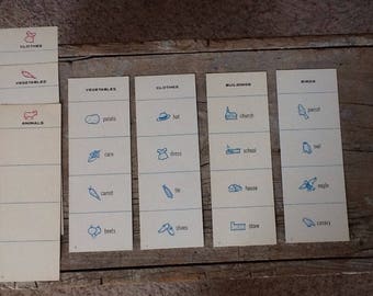 set of 7 vintage children's game cards