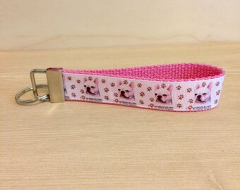 French bulldog key ring wristlet - bulldog key wristlet - Frenchie key ring - key fob - key ring wristlet - key fob wristlet