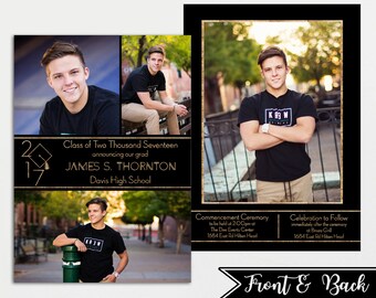 Graduation Announcement - Printable Graduation Announcement - Boy Grad Announcement - Graduation Party Invitation - High School Grad -Custom