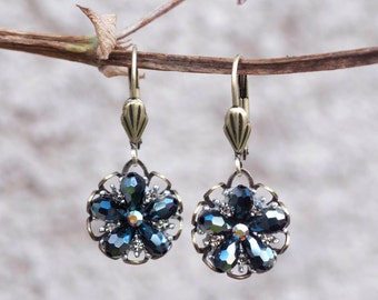 Flower Earrings, Beach Earrings, Leverback Earrings, Boho Earrings, Ocean Earrings, Beach Jewelry, Ocean Jewelry, Delicate Earrings E1302