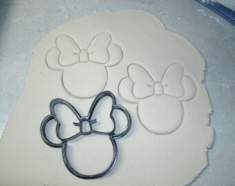 Minnie Mouse head with bow cookie cutter play doh cake fondant bakery baking tool Disney special occasion 3D Printed - Made in USA PR530
