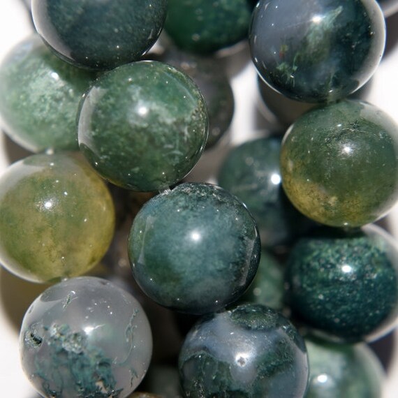 Natural Moss Agate Beads Round 10 mm Gemstone Beads Full