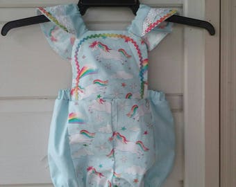Baby Blue Unicorn Romper.
