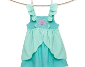 Smocked Little Mermaid Ariel Flutter Sleeve Dress