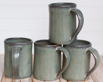 Set of 4 Ceramic Handmade Mugs -- Gray hand thrown coffee tea mug - Gray Handmade Ceramic Stoneware mugs