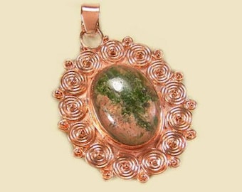 Unakite and Copper Pendant