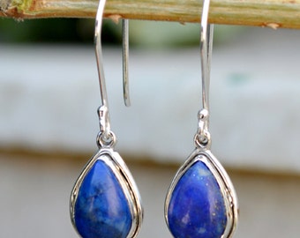 Lapis Lazuli Earrings - Sterling Silver Lapis Earrings - Blue Lapis Dangle Earrings - Blue Stone Earrings - Beautiful Earring Lapis Jewelry