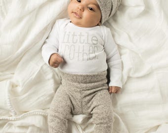 Cozy Granite Grey 3 piece little brother outfit | cute little brother | baby boy outfit | bringing home baby outfit | it's a boy | cute baby