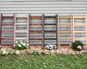 Custom rustic wooden blanket ladder, towel ladder pine wood 4' x 19" - red mahogany, black, gray, pecan, walnut, weathered, white