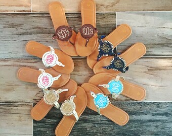 Monogrammed Sandals! Monogram Medallion Sandals! Hot Hot Hot new item!