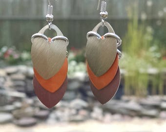 Dragon Scale Earrings - Autumn colors