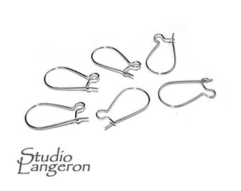 925 Sterling Silver Small Kidney Ear Wire - 2/6/10 pieces, Silver earrings, Ear wire, Silver ear wire, Earring components, Earring findings