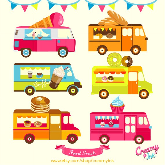 Food Truck Digital Vector Clip art / Food Trucks Digital