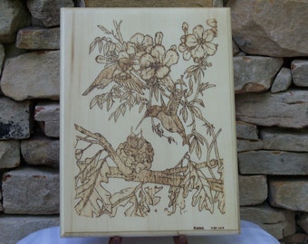 Hummingbird Family Woodburning Pyrography