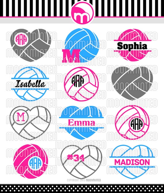 Download Volleyball SVG Cut Files Monogram Frames for Vinyl Cutters