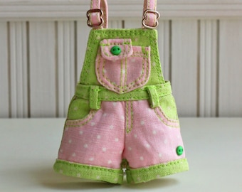 PO - Anniedollz Blythe Outfits Short Pants Overalls - Lemon Grass