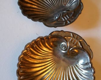 Two silver plate? Trinket trays, shell shape