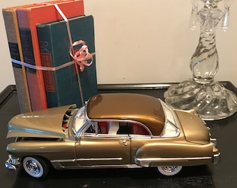 Vintage 1949 Gold Cadillac Coupe De Ville Brown HardTop Model Diecast Car Collectible Car ManCave Decor