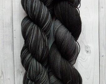 Gemstones Sock Yarn, Charcoal, hand dyed yarn