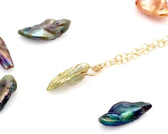 Keshi pearl and gold necklace
