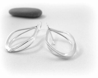 Sterling silver earrings. Hammered silver earrings. Maine gift. Silver hoops. Silver dangle earrings. Hoop earrings