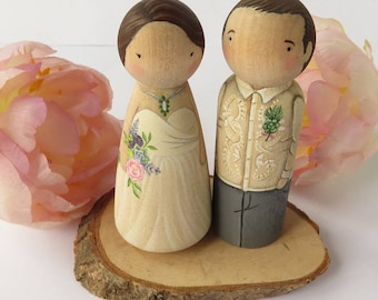 Wedding Cake Toppers// Peg Dolls Custom Wedding Cake toppers// Wooden Dolls//Cake toppers