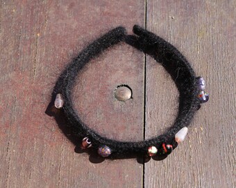 headband black angora and Merino Wool