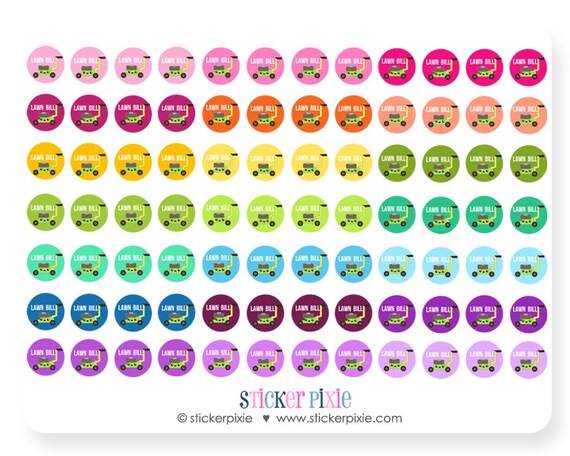 kawaii lawn bill payment circle stickers bill pay sticker