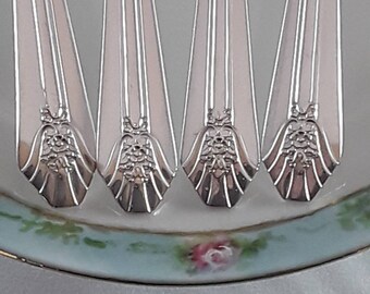 IMPERIAL Set of 4 Salad Forks, 1939 WM Rogers Sectional Vintage Silverplate Flatware, Vintage silverware, replacement forks, Art Deco