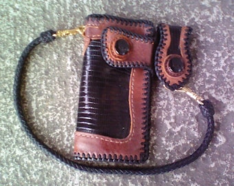 Combo Biker leather wallet + leather chain + more fastener chain/Combo Leather Biker Wallet + keychain + chain Holder