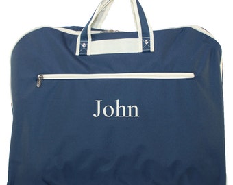Monogrammed Garment Bag | Boys Garment Bags | Travel Mens Garment Bag | Hanging Suit Bag | Personalized Groomsman Gift | Navy Garment Bag
