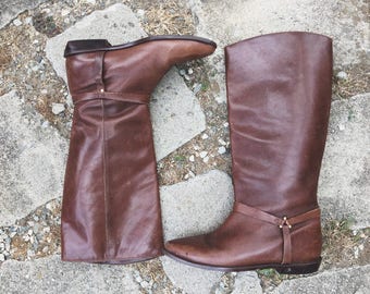 Western Leather Tall Boots brown size 6.5US