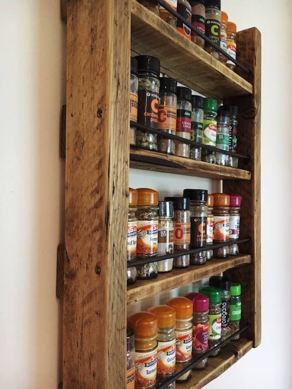 Spice Rack Storage For Spices Rustic Wood Kitchen   Il 570xN.1227476671 37xn 