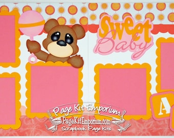 Scrapbook Page Kit Sweet Baby Girl 2 page Scrapbook Layout Kit 068