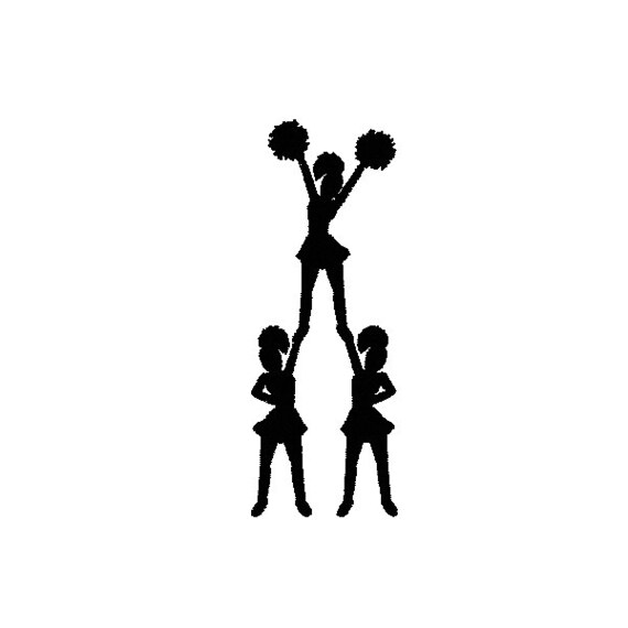 Download 3 Cheer Silhouette Cheerleaders Machine Embroidery Design