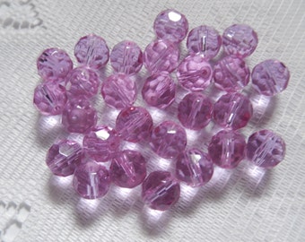27 Beautiful Lilac Purple Transparent Faceted Round Czech Glass Beads 8.5mm