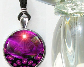 Chakra Jewelry Reiki Energy Pendant Red Necklace Abstract Art