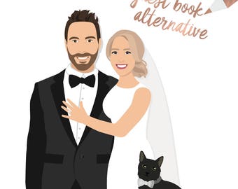 Wedding Guest Book with Couple Portrait Wedding Guest book Alternative for Unique Wedding Guest book Idea - The Penny