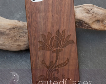 Case for iphone 6plus, 6s Plus with genuine Walnut-Wood edition, laser engraving "Stilblüte"