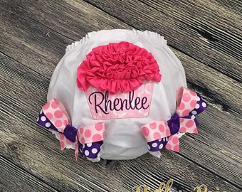 Cupcake Diaper Cover, Personalize Birthday Bloomer, First Birthday Cake Smash, Baby Girl 1st Birthday, Pink Purple, 1st Birthday Girl Outfit