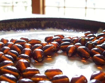 Rootbeer - Glass Beads - Chubby Oval - 20 beads