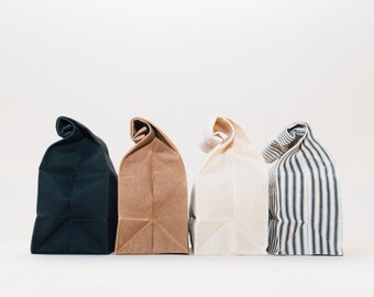 SET of 4 Waxed Canvas Lunch Bags // Waxed Canvas Lunch Bags