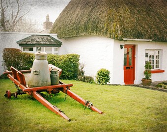 Ireland Photography, Irish Cottage, Thatched Roof, Red House, Irish Village, Adare Ireland, Irish Decor, Fine Art Photo Print, Wall Art