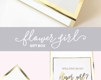 Flower Girl Proposal Box Flower Girl Basket Will You Be My Flower Girl Gift Ideas Flower Girl Gift Set Box (EB3171BPW) EMPTY inside
