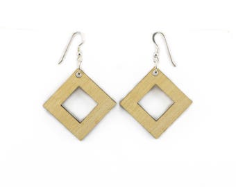 Earring Square – Plum Wood
