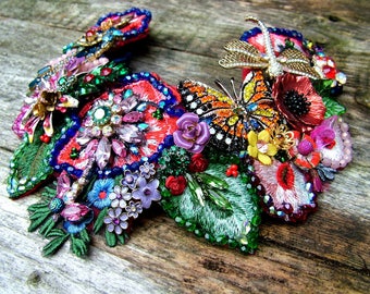 Country Cottage Garden - OOAK Neckpiece - Ready to ship xx