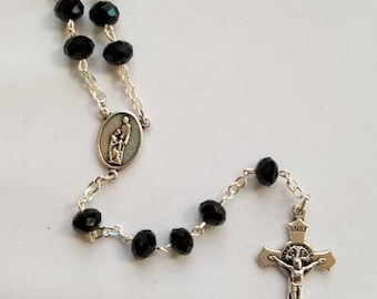 Black Glass Bead Rosary