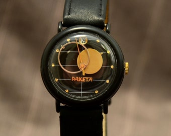 Mens vintage watch, Moon watch, elegant watch, wrist mens watch, soviet watch